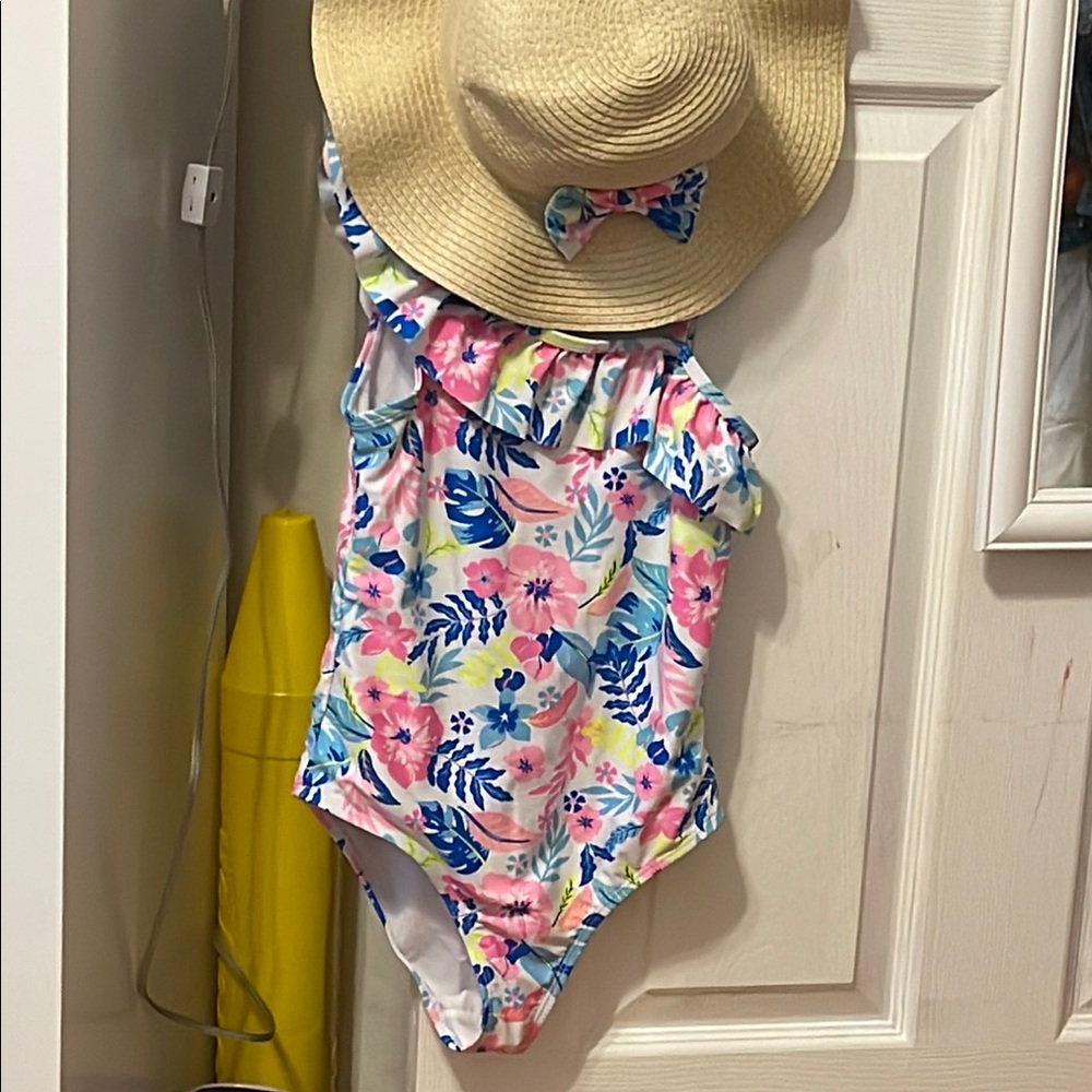 Floral Kids Swim Set with Hat